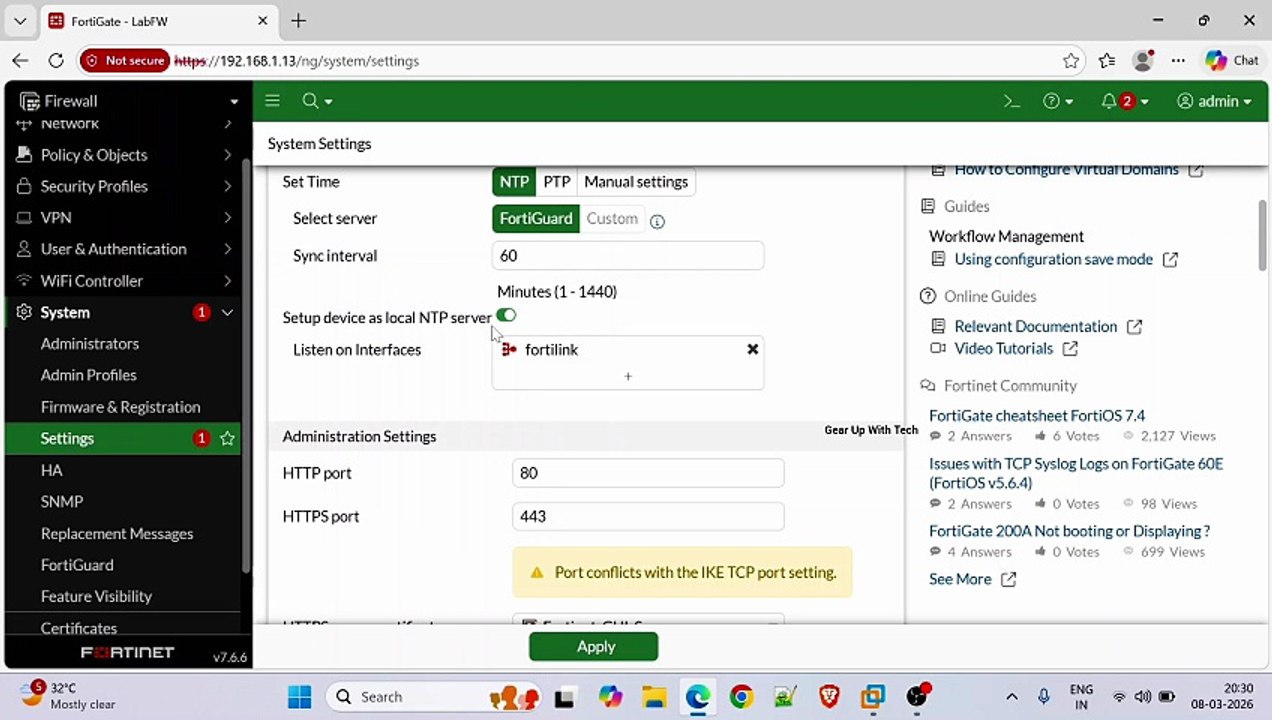 Fortigate Firewall Settings Configuration