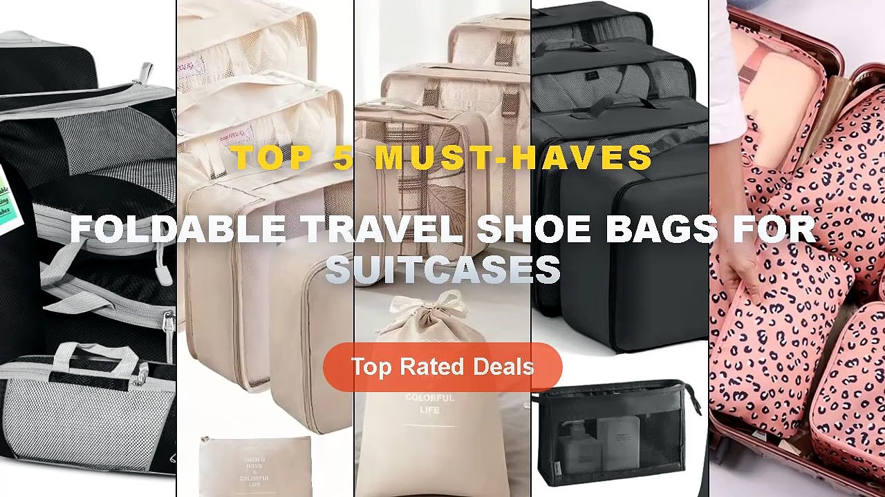 Foldable Travel Shoe Bags For Suitcases: Top 5 Best Sellers - 6 piece Large Size Travel Organizer Portable Suitcase Orga...