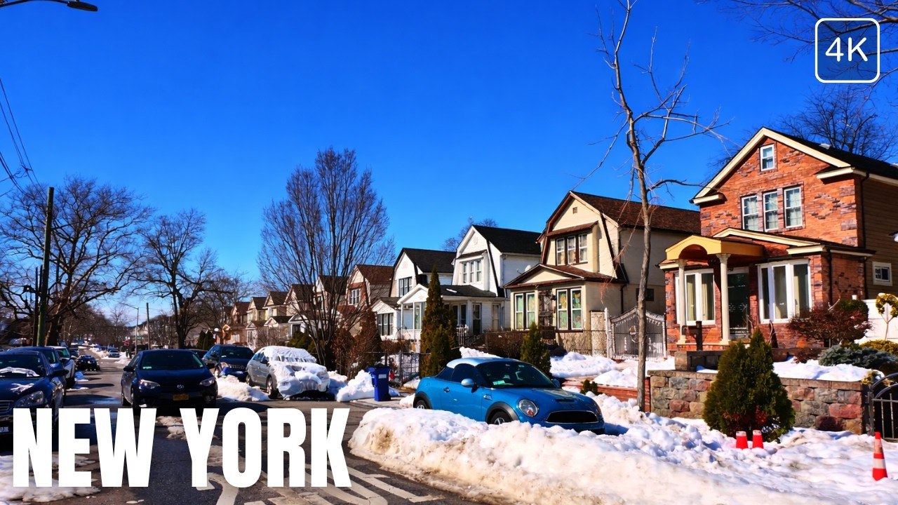 4K NYC Walking Tour | Snowy Queens Neighbourhood Walk | Jamaica Avenue Winter Walk New York
