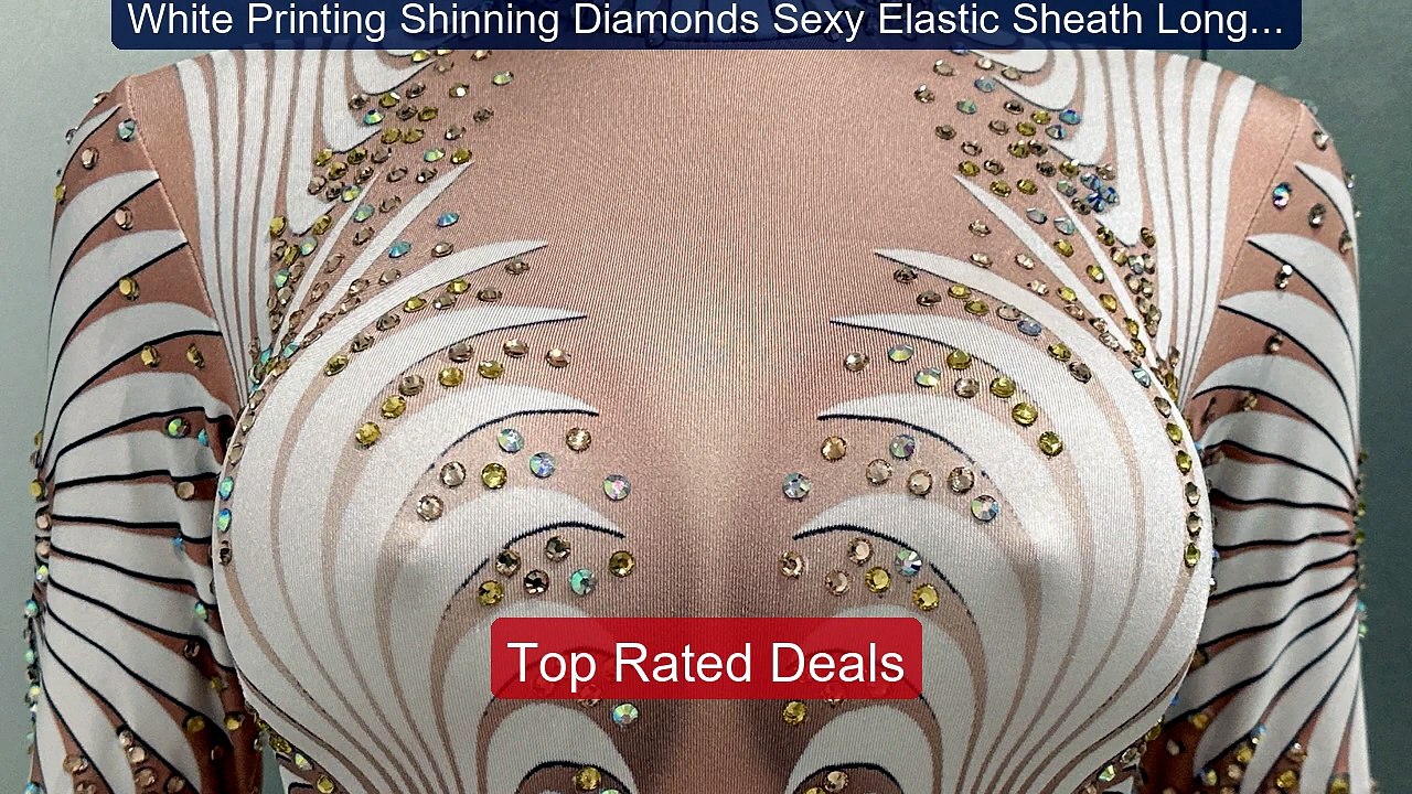 White Printing Shinning Diamonds Sexy Elastic Sheath Long Jum... -- Amazing Value 2026 | Must Have!
