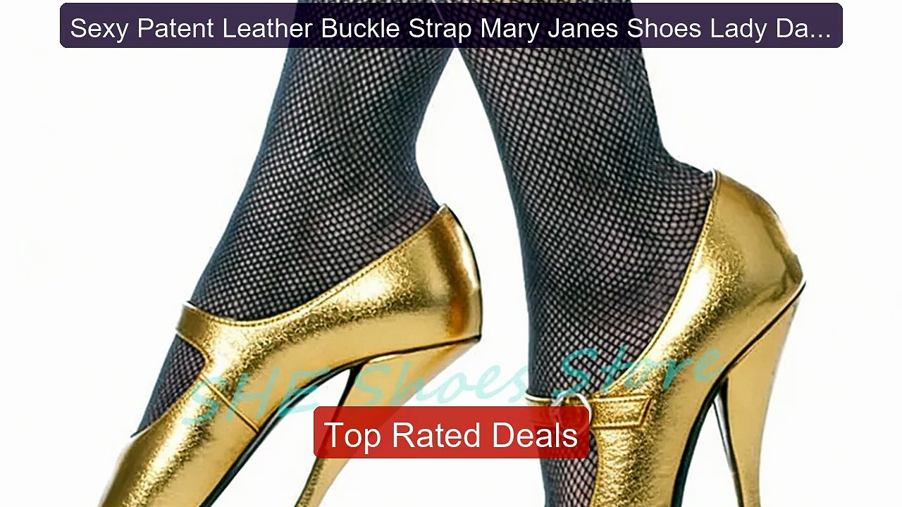 Sexy Patent Leather Buckle Strap Mary Janes Sho...