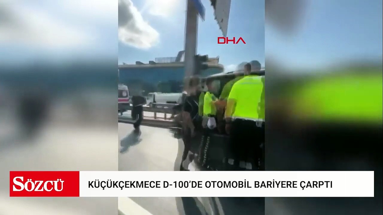 Küçükçekmece D-100 Karayolu'nda hafif ticari araç bariyere çarptı; yaralılar var