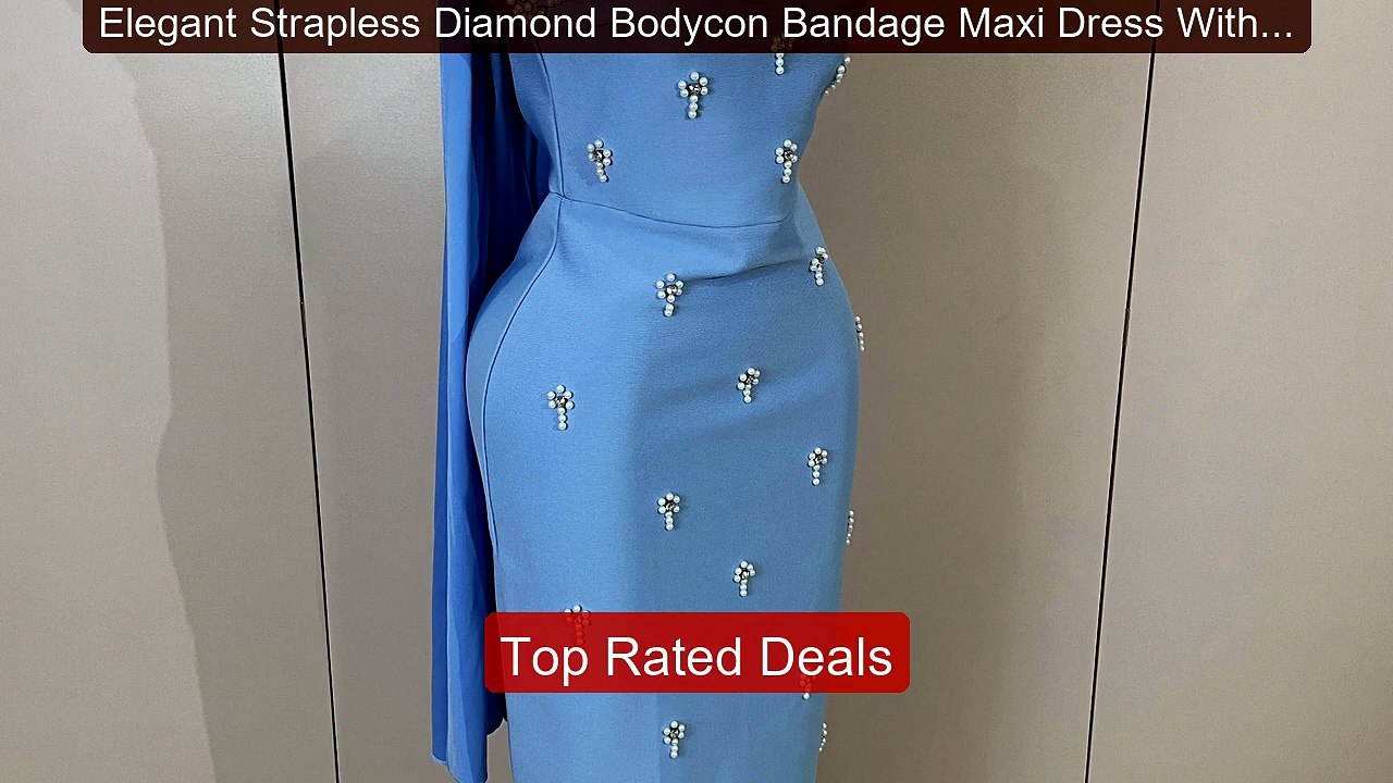 Elegant Strapless Diamond Bodycon Bandage Maxi Dress With Bea... -- Amazing Value 2026 | Must Have!