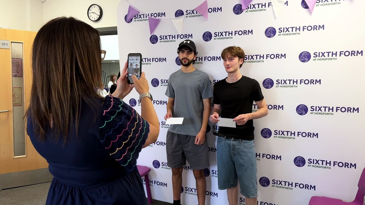 Leeds students open their A-level results at Horsforth School