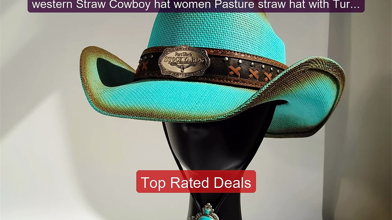 western Straw Cowboy hat women Pasture straw hat with Turquois... -- Best Buy 2026 | Great Quality!