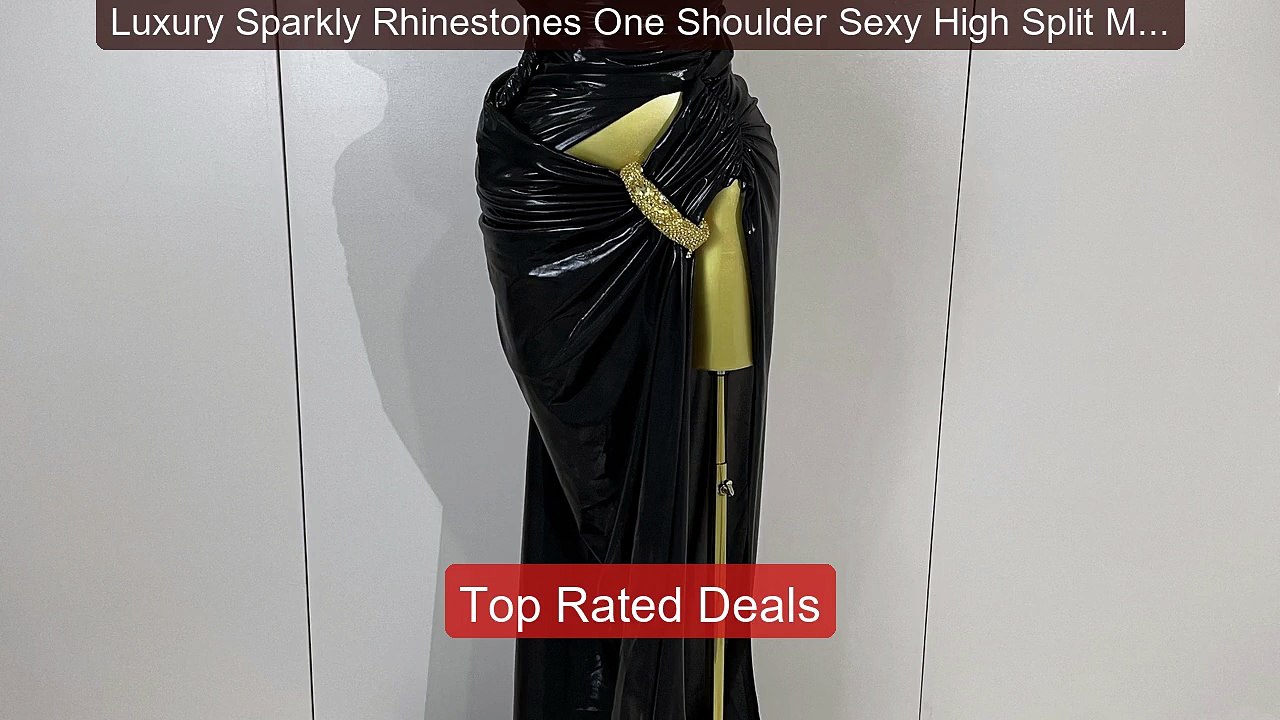 Luxury Sparkly Rhinestones One Shoulder Sexy High Split Maxi D... -- Hot Deal 2026 | Limited Offer!