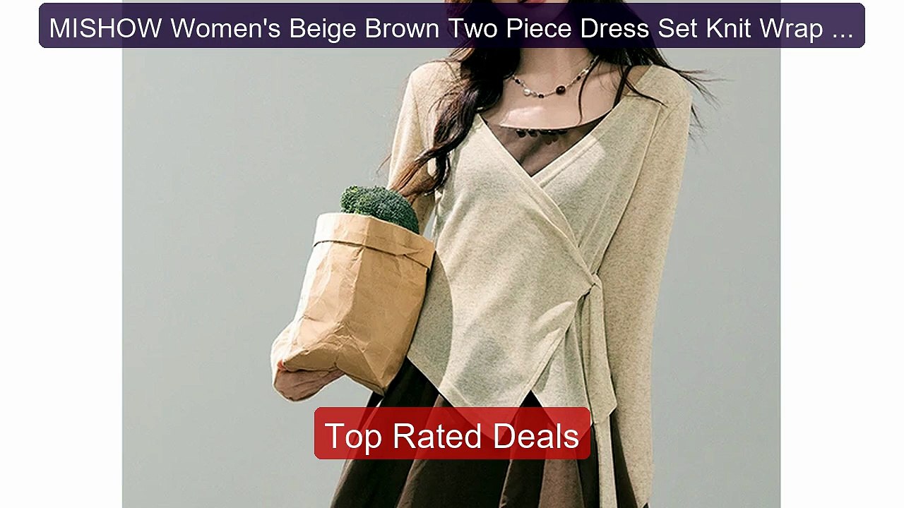 MISHOW Women's Beige Brown Two Piece Dress Set...