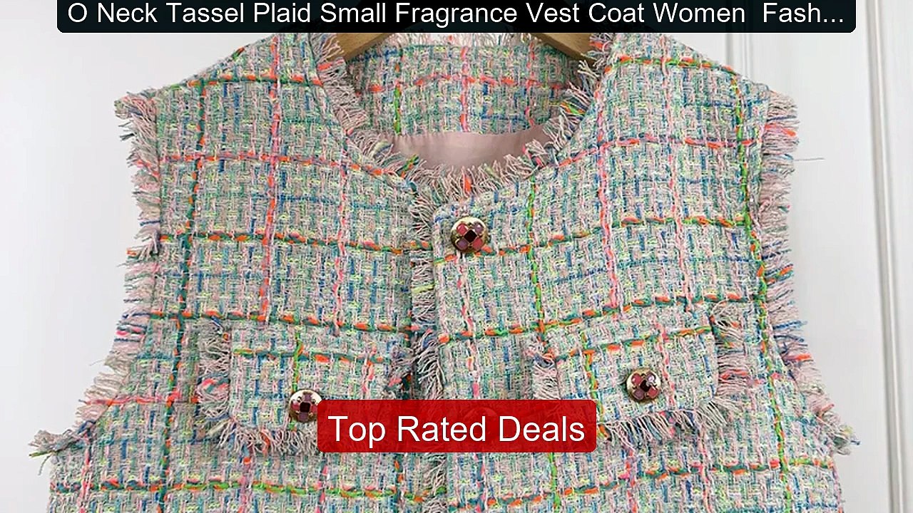 O Neck Tassel Plaid Small Fragrance Vest Coat Women  Fashio... -- Top Pick 2026 | Unbeatable Price!