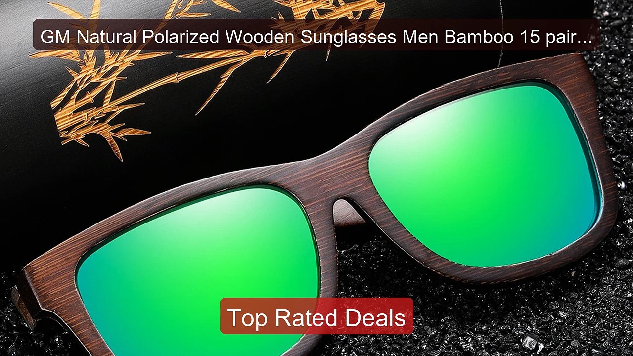 GM Natural Polarized Wooden Sunglasses Men Bamb...