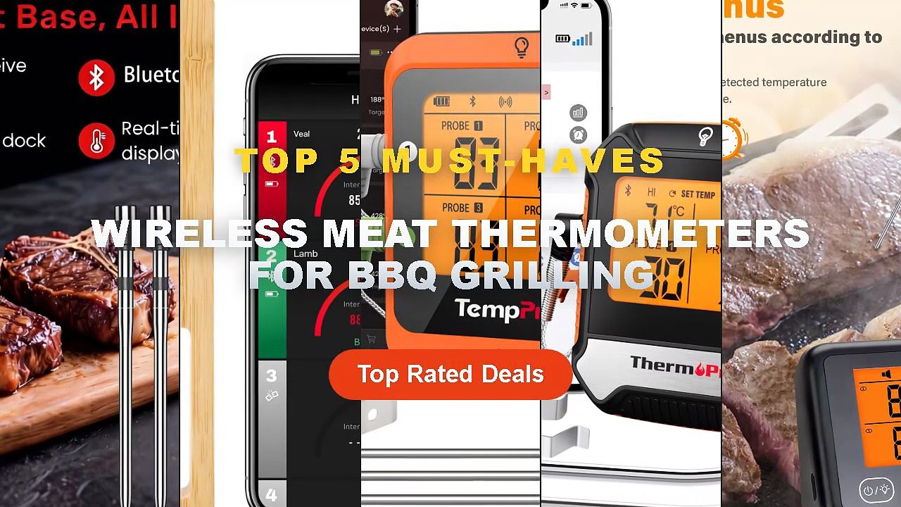 Top 5 Best Wireless Meat Thermometers For BBQ Grilling (Must Have!) - 50%Off IBBQ 4BW Wi Fi Bluetooth Meat Food Thermome...