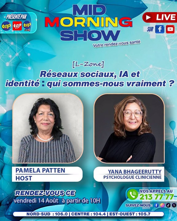 MID MORNING SHOW [L-Zone] Pamela Patten reçoit Yana Bhageerutty, psychologue clinicienne.