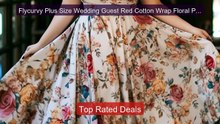 Flycurvy Plus Size Wedding Guest Red Cotton Wrap Floral Print Midi ... -- Top Rated 2026 | Buy Now!