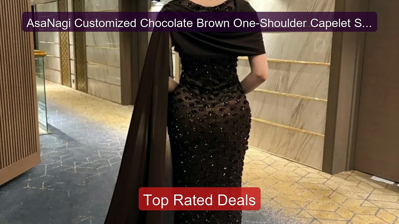 AsaNagi Customized Chocolate Brown One-Shoulder Capelet Sequin Pro... -- Best Deal 2026 | Shop Now!