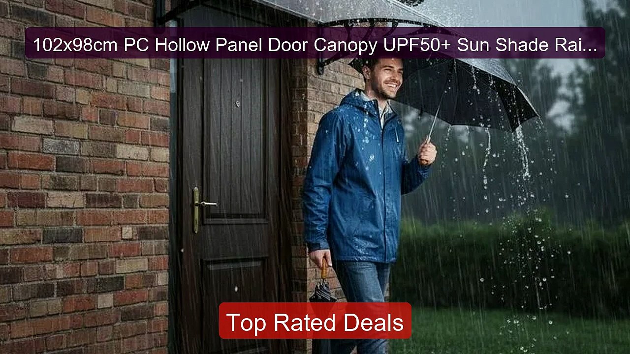 102x98cm PC Hollow Panel Door Canopy UPF50+ Sun...