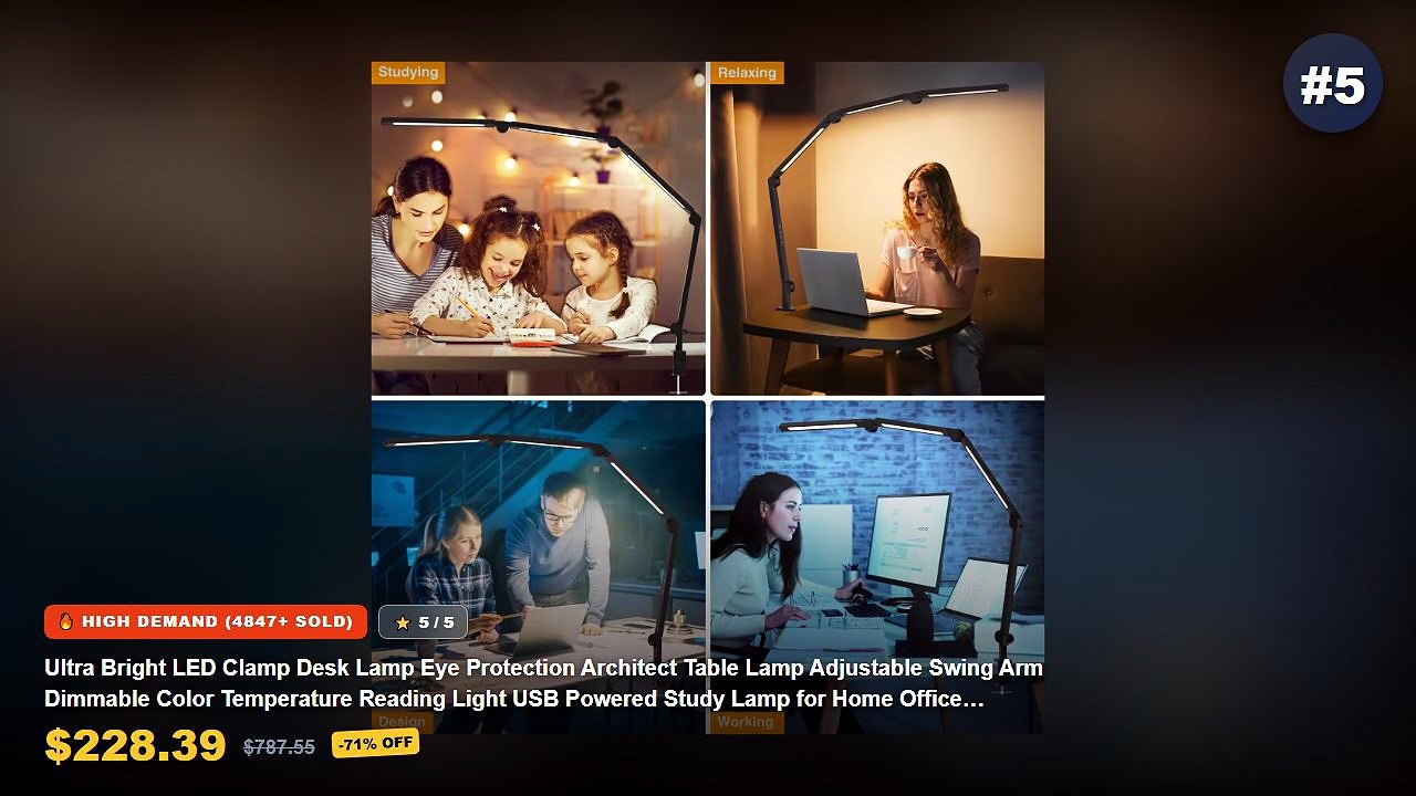 Amazing Dimmable LED Desk Lamp With Clamp Arm You Need To See - 10W LED Desk Lamp with Clamp Swing Arm Eye Caring Dimmab...