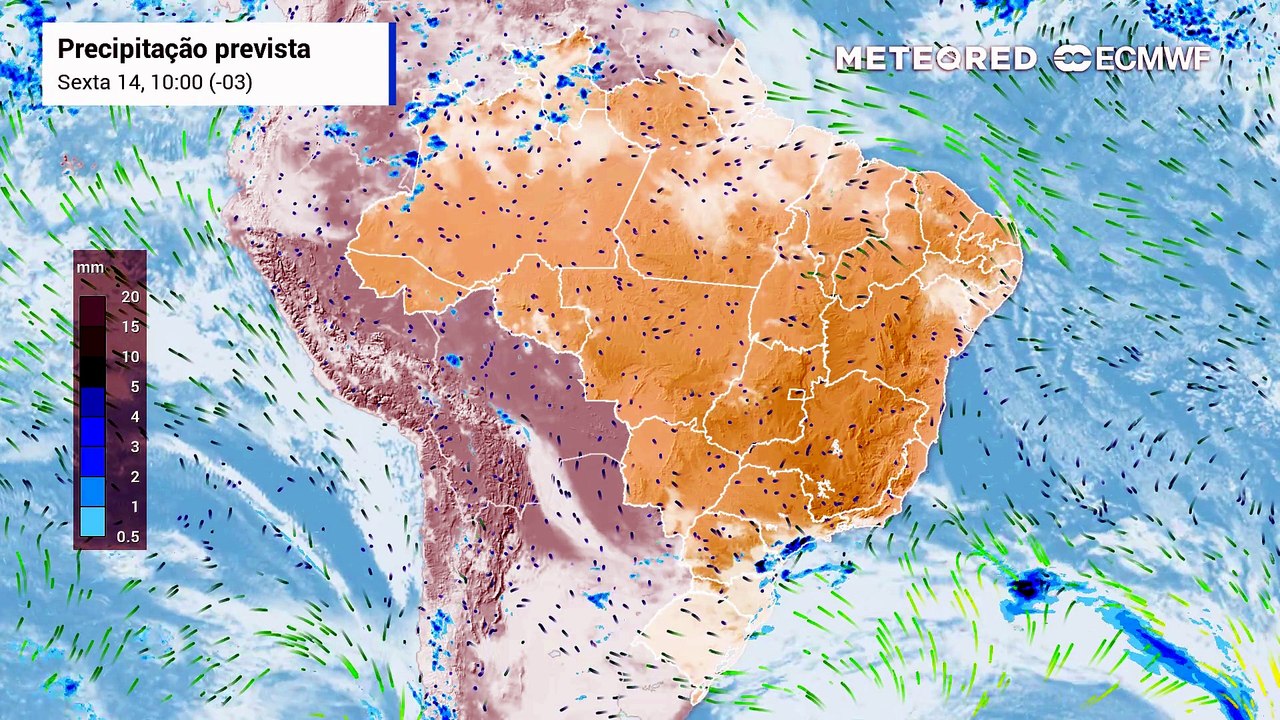 Sexta-feira, 14 de agosto: Chuva, nebulosidade...