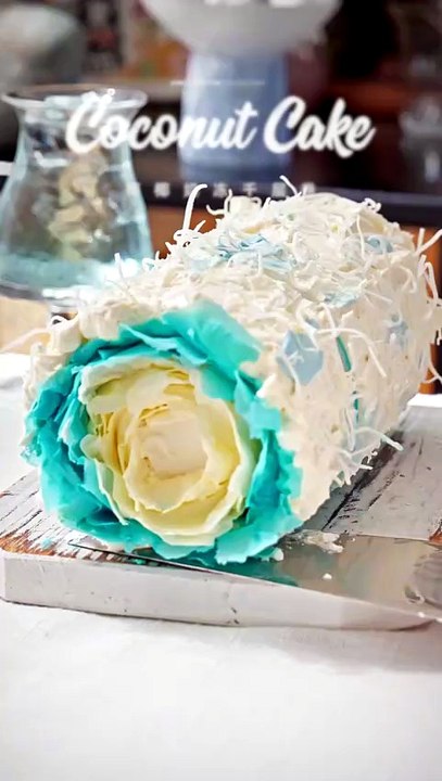 Satisfying Blue Ocean Coconut Roll Cake 🌊🥥