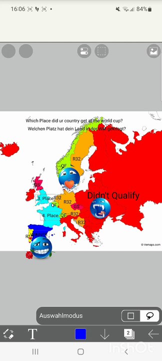 Which place did ur country get in World Cup? Mapping
