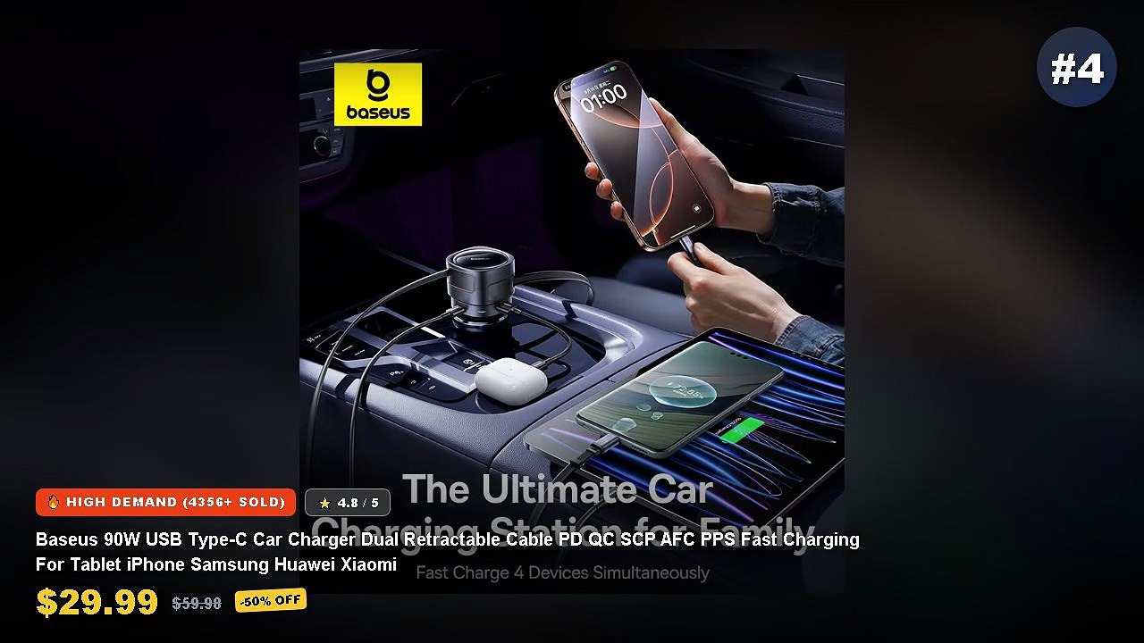 Retractable Car Charger Cables For Fast Chargin...