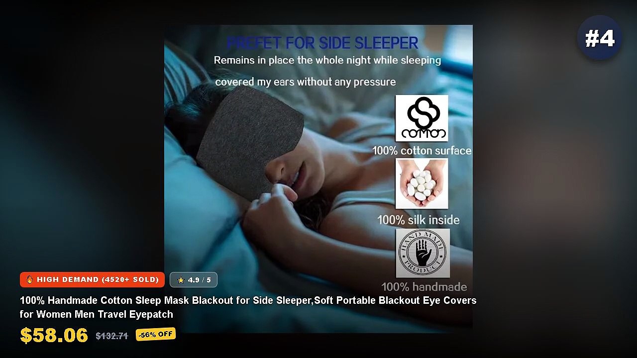 Why Everyone Is Buying Blackout Sleep Masks For Side Sleepers - Handmade Cotton Sleep Mask Blackout for Side Sleeper,Sof...