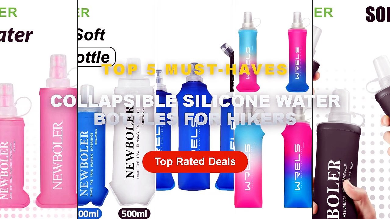 Collapsible Silicone Water Bottles For Hikers: Top 5 Best Sellers - 150/250/500ml Sport Water Bottle TPU Folding Soft Fl...