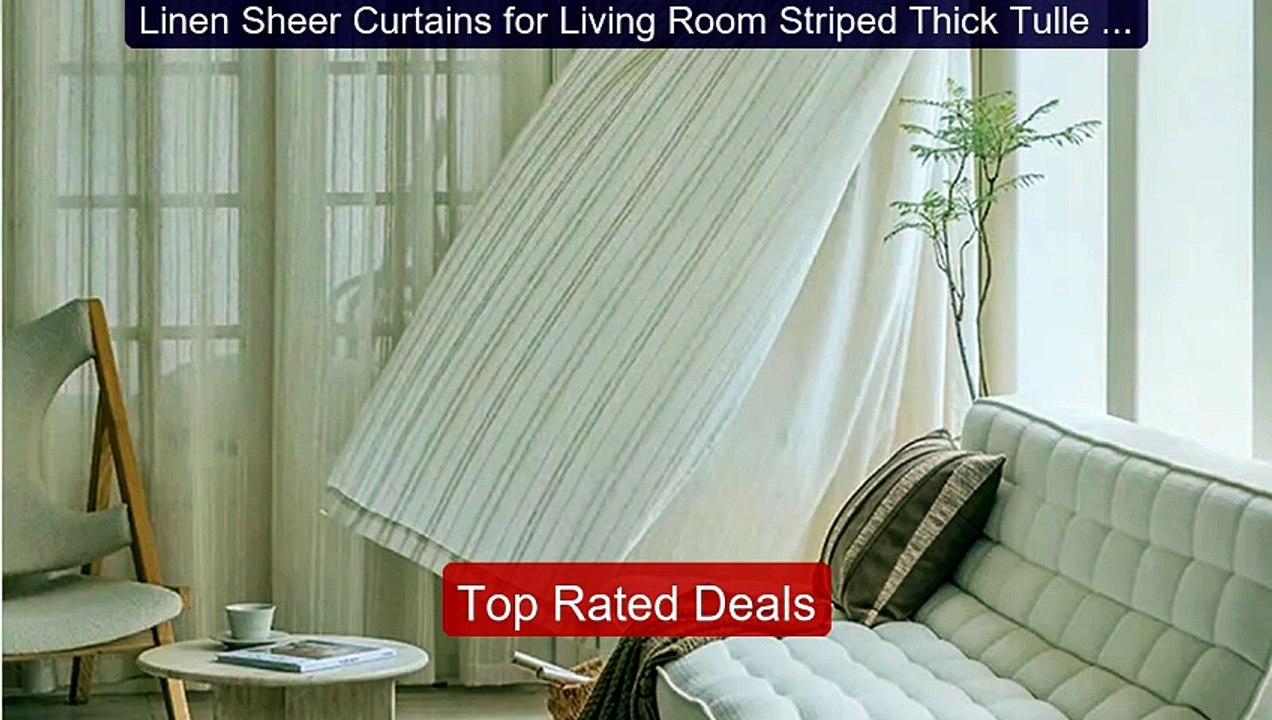 Linen Sheer Curtains for Living Room Striped Thick Tulle for W... -- Hot Deal 2026 | Limited Offer!