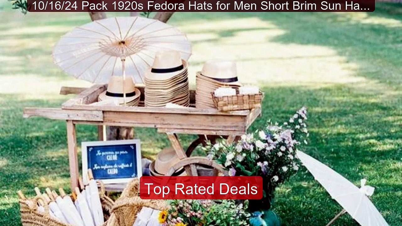 10/16/24 Pack 1920s Fedora Hats for Men Short B...