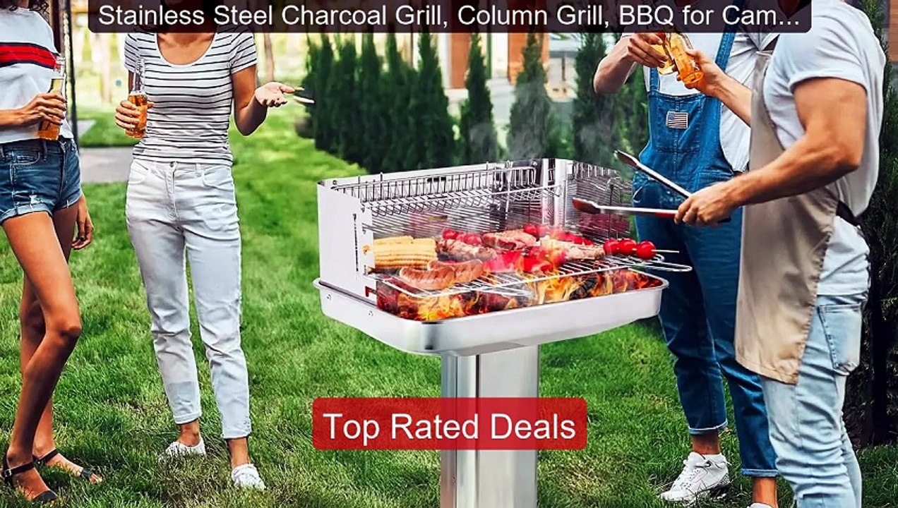Stainless Steel Charcoal Grill, Column Grill, B...