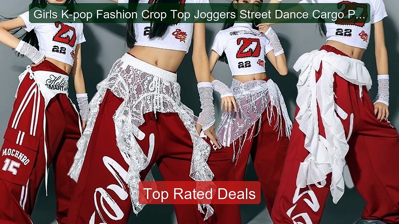 Girls K-pop Fashion Crop Top Joggers Street Dan...