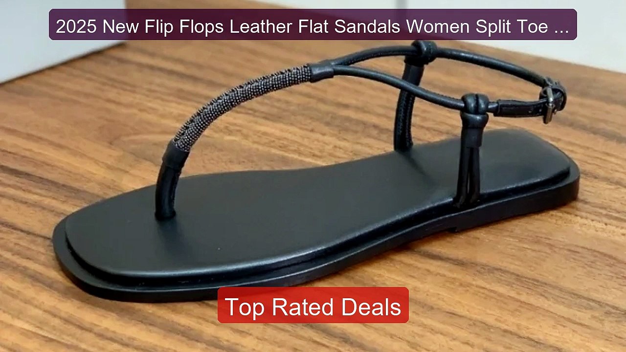 2025 New Flip Flops Leather Flat Sandals Women...