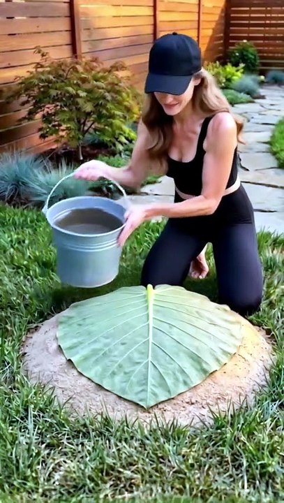 DIY Concrete Taro Leaf Garden Basin with Drain — Full Backyard Build