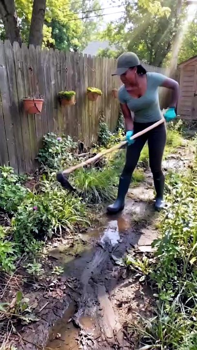 Backyard Side Path Transformation: Overgrown Weeds to River Pebble Walkway and Flower Garden