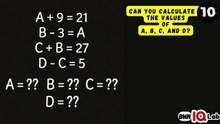 #AreYouSmartEnough 😏🤭 Can you calculate the values of A, B, C, and D? 🔠