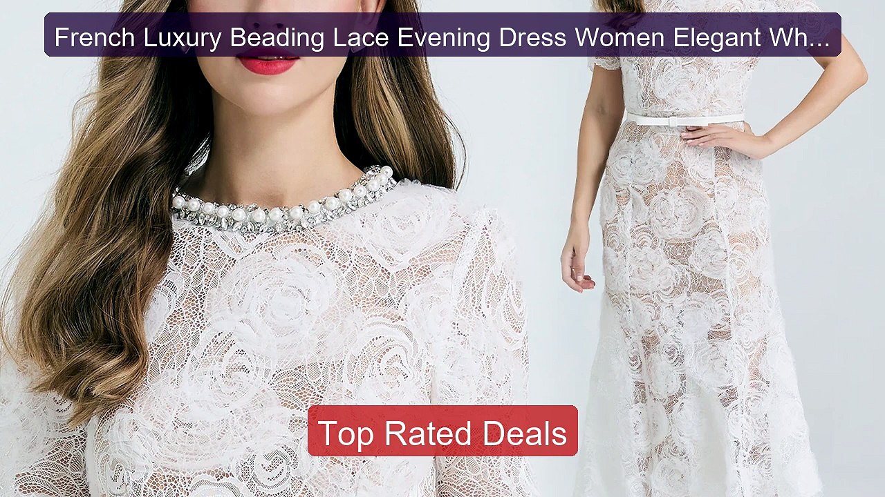 French Luxury Beading Lace Evening Dress Women Elegant White ... -- Amazing Value 2026 | Must Have!