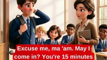 15 MINUTES LATE FOR SCHOOL! 🏫⏰ Easy English Conversation #shorts