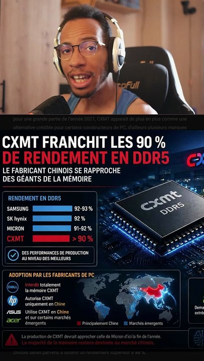 La RAM chinoise CXMT à 90% de rendement #ram #pc #gamingpc #pcbuild2026