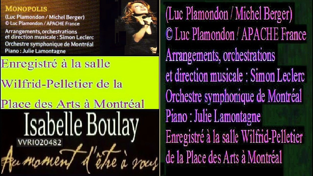 ISABELLE BOULAY — MONOPOLIS — (Luc Plamondon /...