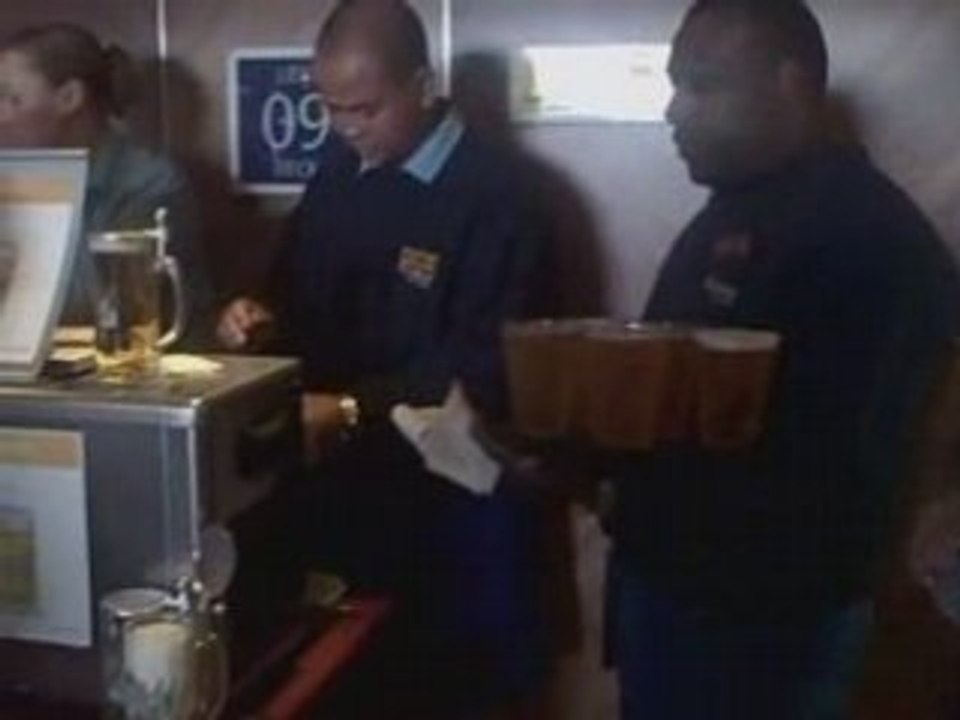 Serving beer aboard the Carnival Splendor
