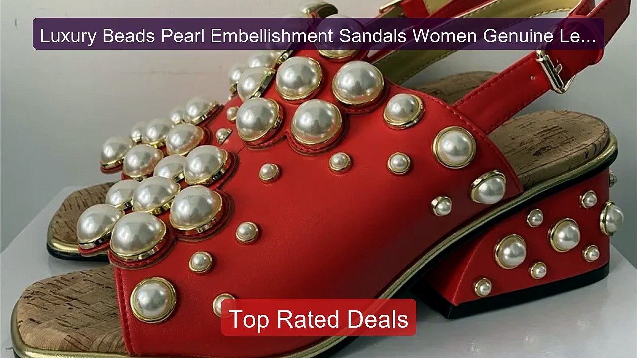 Luxury Beads Pearl Embellishment Sandals Women...