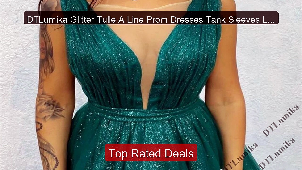 DTLumika Glitter Tulle A Line Prom Dresses Tank...
