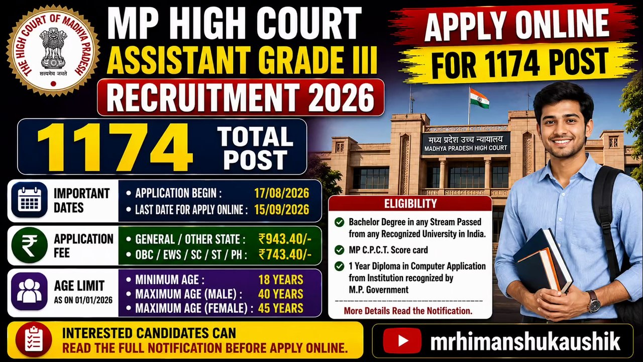 MP High Court Assistant Grade III Recruitment 2...
