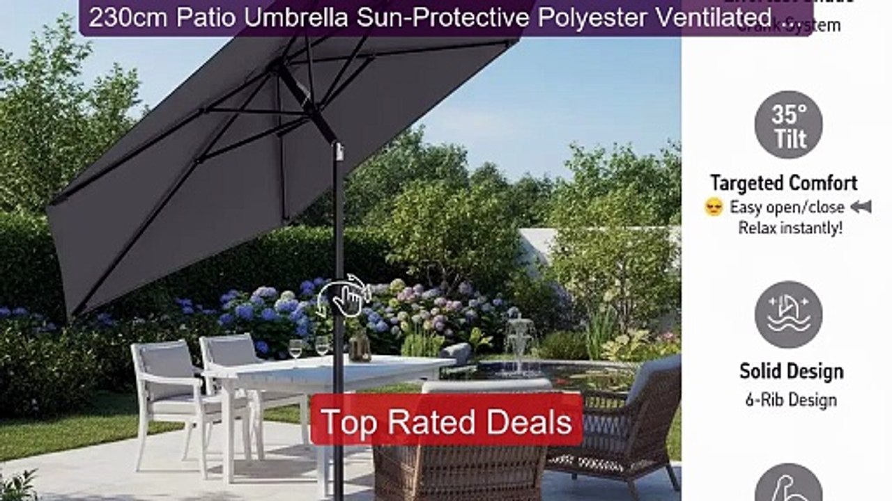 230cm Patio Umbrella Sun-Protective Polyester Ventilated TopPu... -- Best Buy 2026 | Great Quality!