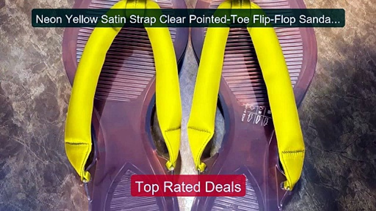Neon Yellow Satin Strap Clear Pointed-Toe Flip-Flop Sandals Luxury ... -- Top Rated 2026 | Buy Now!