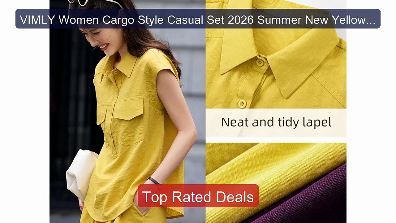 VIMLY Women Cargo Style Casual Set 2026 Summer New Yellow S... -- Top Pick 2026 | Unbeatable Price!