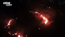 Imagens de drone mostram incêndio se espalhando por terreno no bairro Periolo