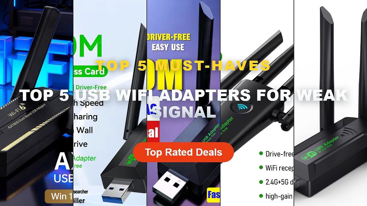Best Top 5 USB WiFi Adapters For Weak Signal on AliExpress | Review - USB 3.0 WiFi 6 Adapter 802.11AX 4 Antenna 1200Mbps...