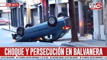 Impresionante persecución, choque y vuelco en Balvanera. Hay un herido
