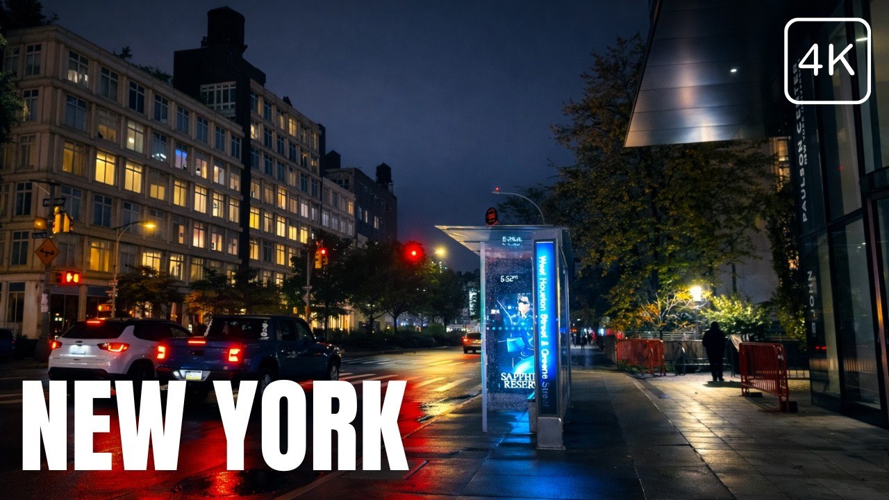4K HDR New York City Night Walking Tour | Post Rain Calm in SOHO
