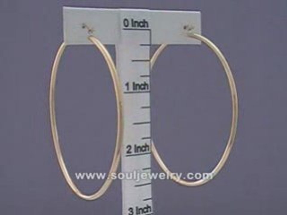 14K Yellow/White Gold Large Classic Hoop Earrings 2 1/2 Inch