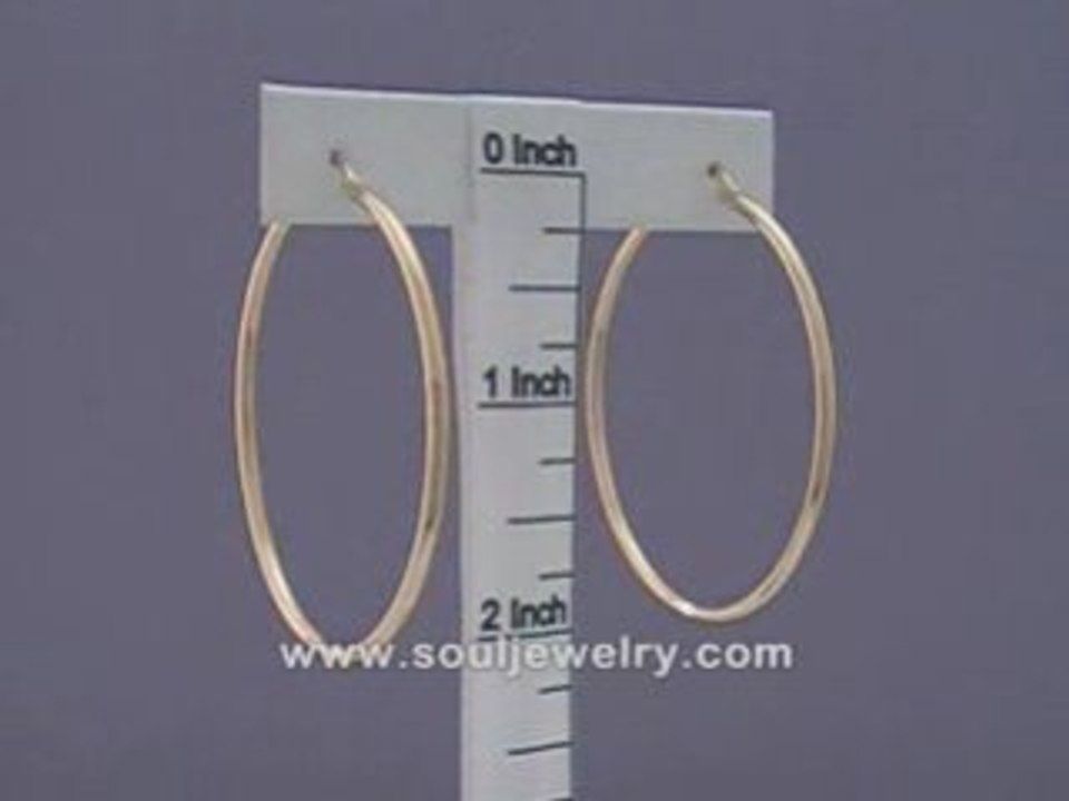 14K Solid Yellow/White Gold Classic Hoop Earrings 2 Inch